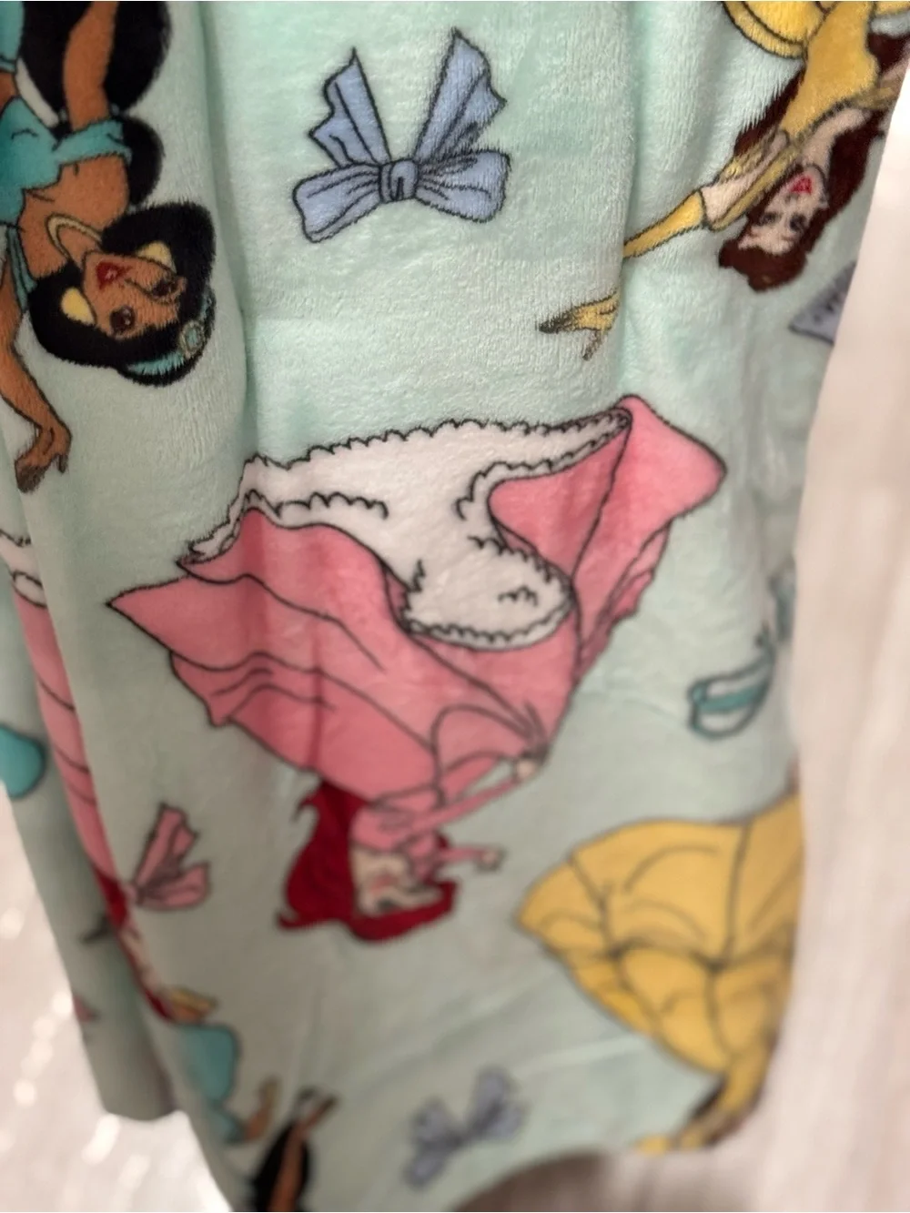 Disney Princess Plush Throw Blanket in Light Blue, Yellow, Pink